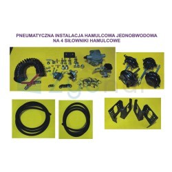 Instalacja hamulcowa pneumatyczna jednoobwodowa w wersji na cztery siłowniki hamulcowe