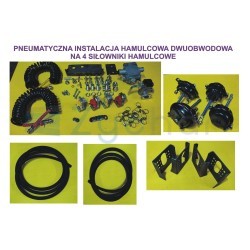 Instalacja hamulcowa pneumatyczna dwuobwodowa w wersji na cztery siłowniki hamulcowe