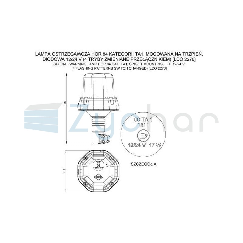 Lampa ostrzegawcza kogut LDO 2276