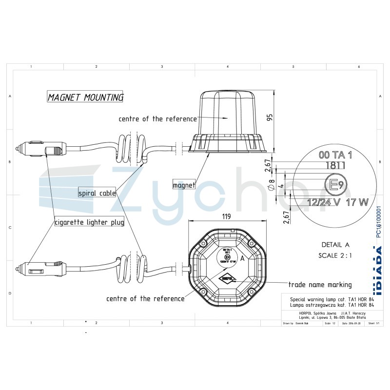 LDO 2277 rooster warning lamp with remote control