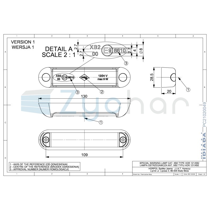 Blue warning lamp LDO 2781