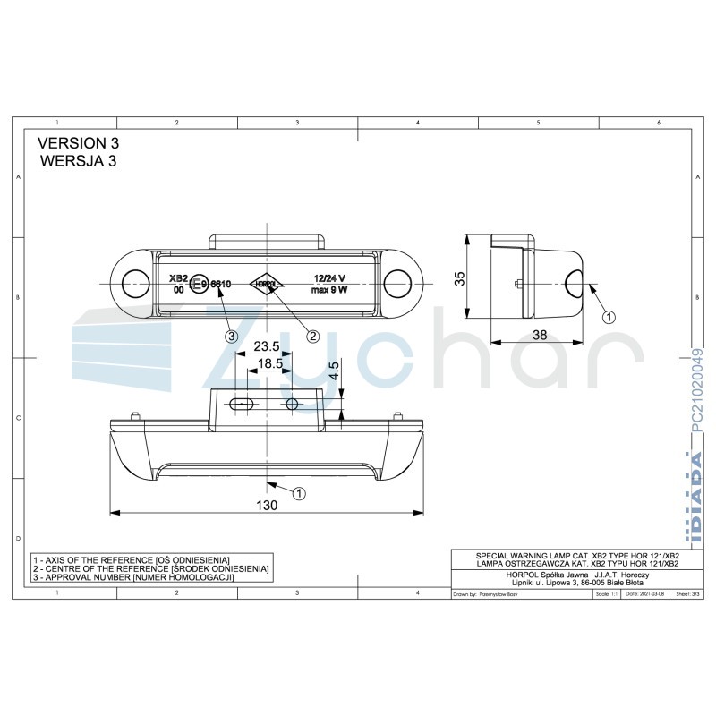 Blue warning lamp LDO 2781