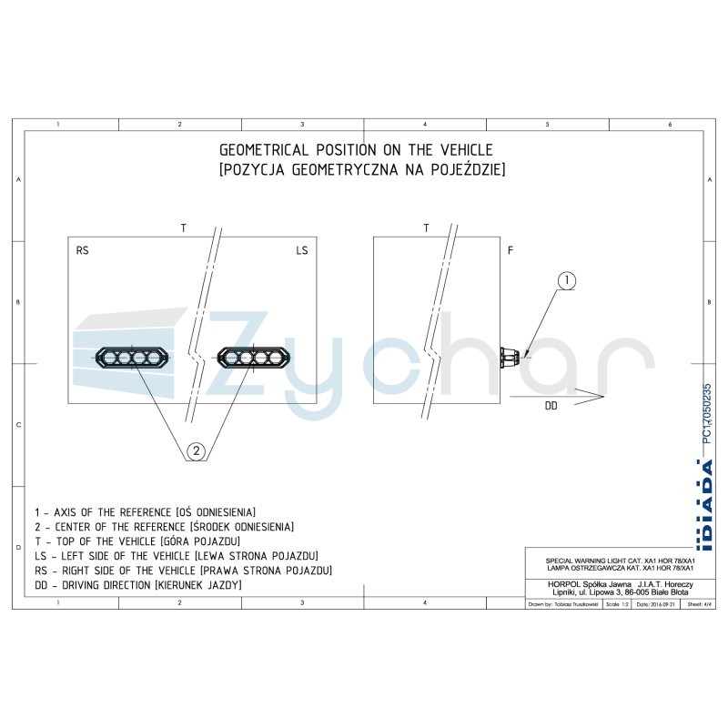 Orange warning lamp LDO 2258
