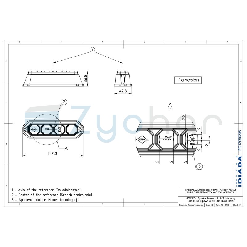 Blue warning lamp LDO 2260