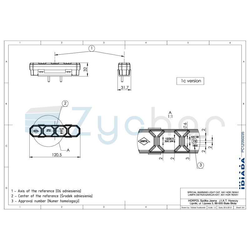 Blue warning lamp LDO 2260