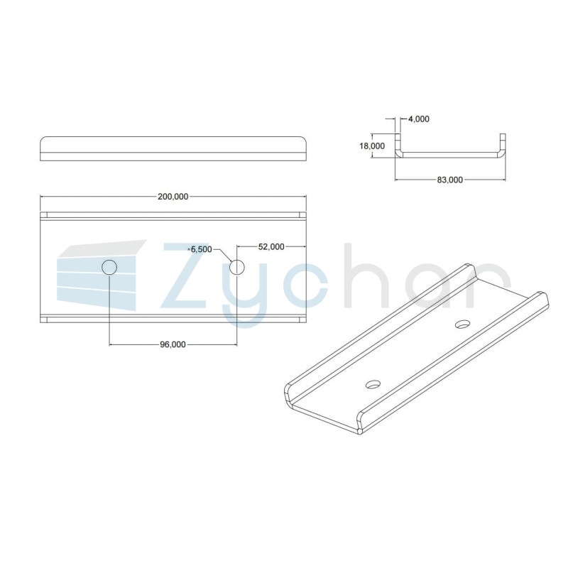 Podstawa odboju gumowego skrzyni ładunkowej przyczepy 200 mm x 83 mm