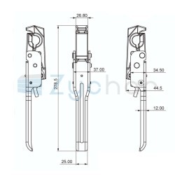 Lock, clip, lower side opening 664N GALVANIZED - STRAIGHT + PIN