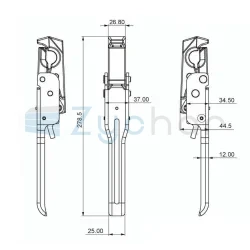 Lock, clip, lower side opening 664N GALVANIZED - STRAIGHT + PIN