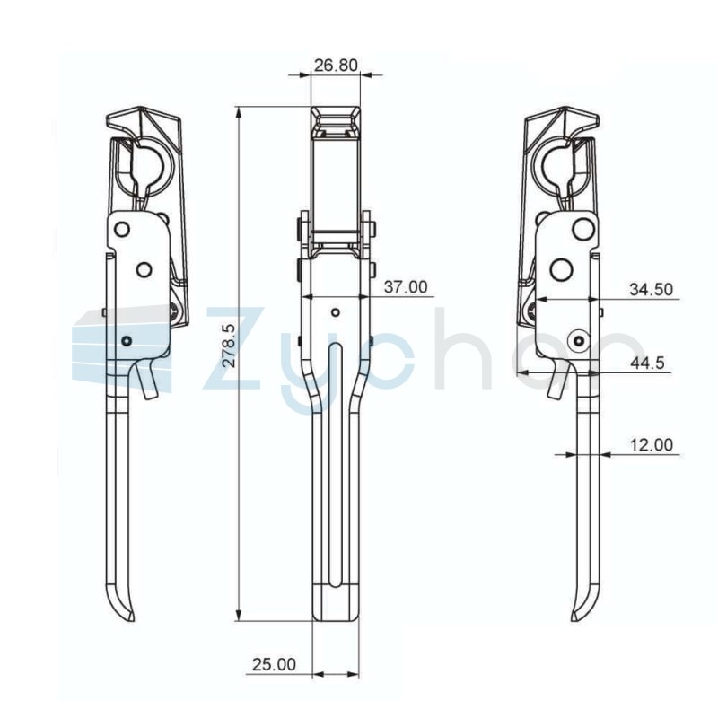 Lock, clip, lower side opening 664N GALVANIZED - STRAIGHT + PIN