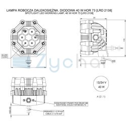 Long-range work lamp 40 W