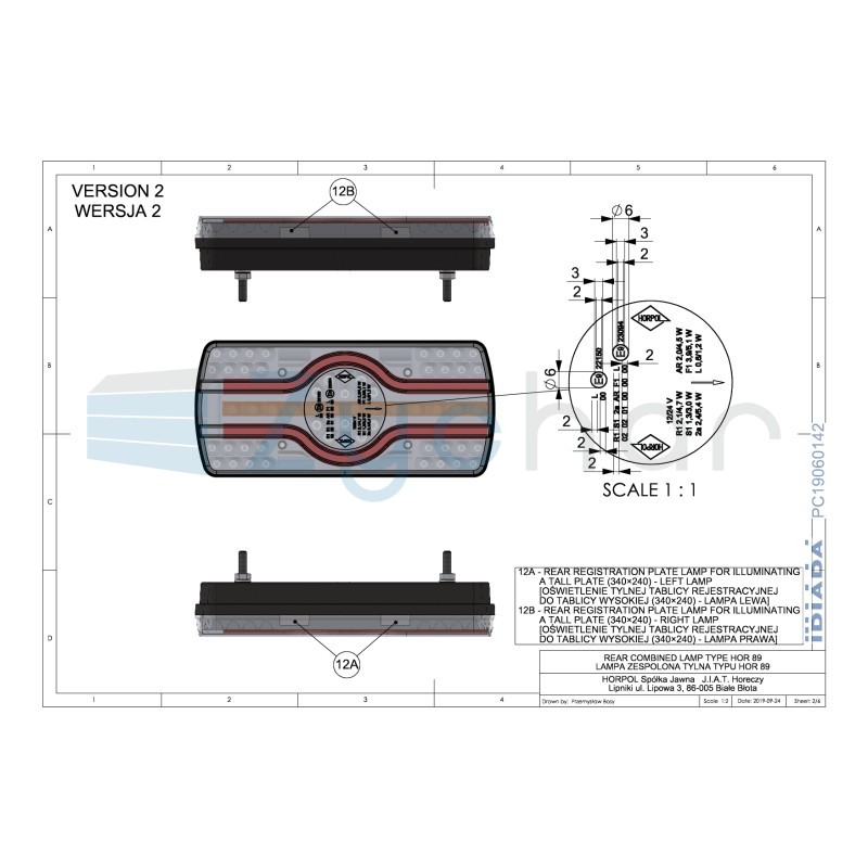 EMA LZD 2540 combination lamp, side license plate light