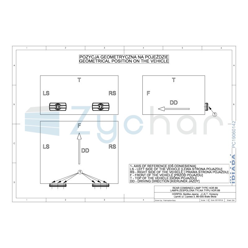 EMA LZD 2540 combination lamp, side license plate light