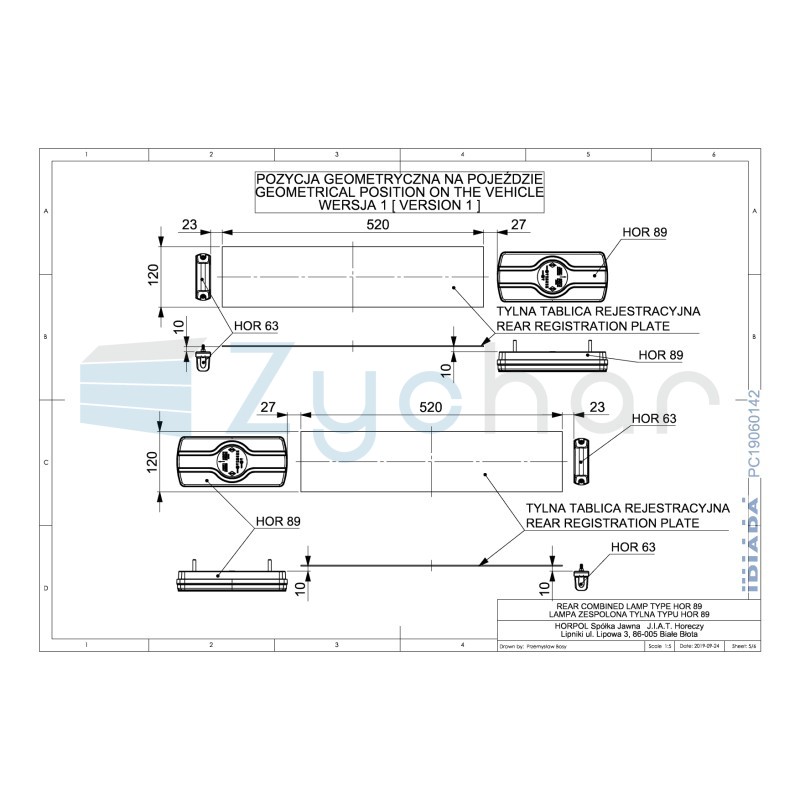 EMA LZD 2540 combination lamp, side license plate light
