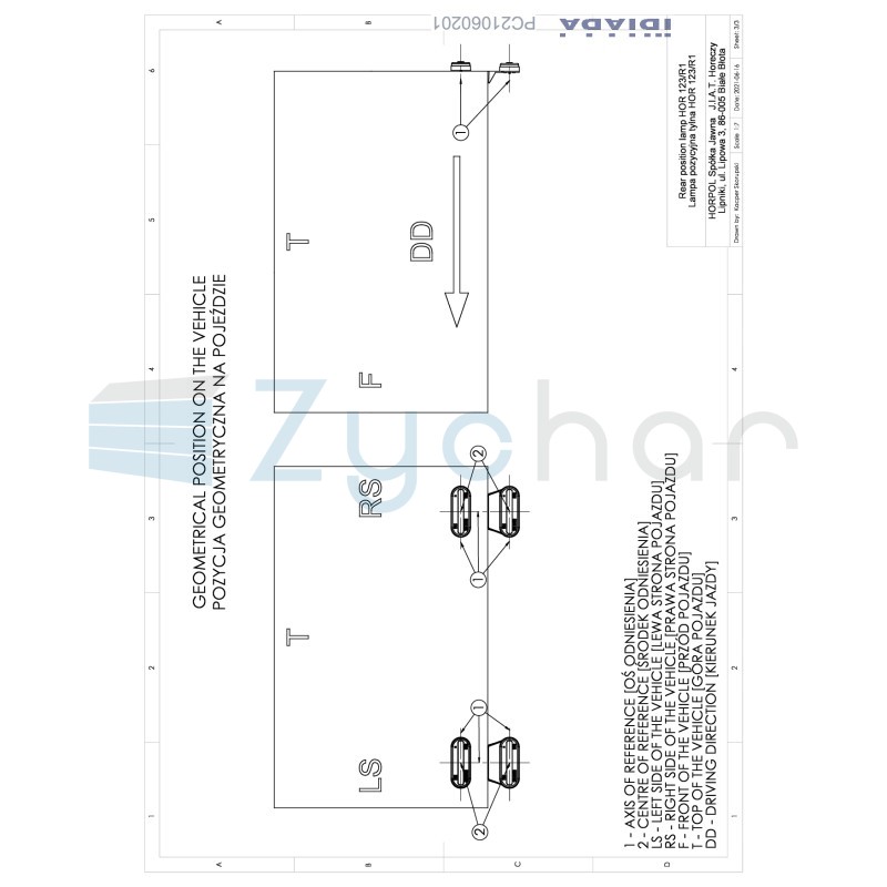 Lampa pozycyjna z wieszakiem i odblaskiem LD 2775
