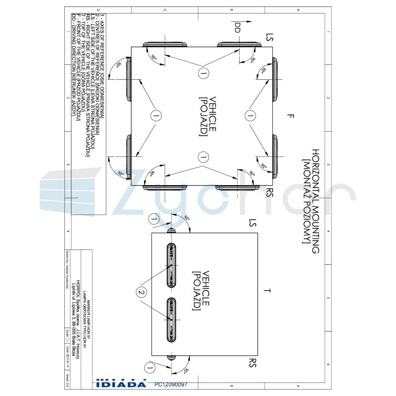 Lampa obrysowa typu SLIM ze światłowodem LD 2332