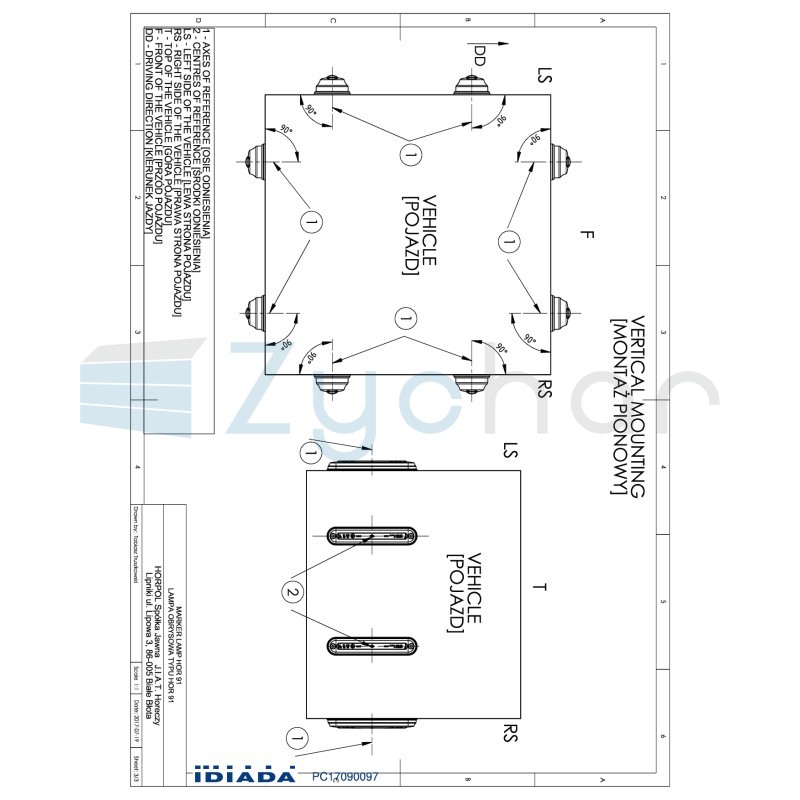 Lampa obrysowa typu SLIM ze światłowodem LD 2332
