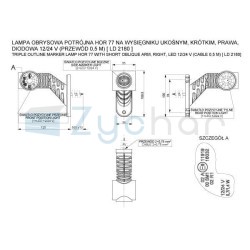 Lampa obrysowa potrójna na wysięgniku ukośnym, krótkim LD 2180. PRAWA