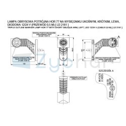 Lampa obrysowa potrójna na wysięgniku ukośnym, krótkim LD 2181. LEWA