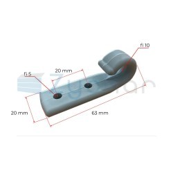 Plastic hook with rubber hooks and tarpaulin rope