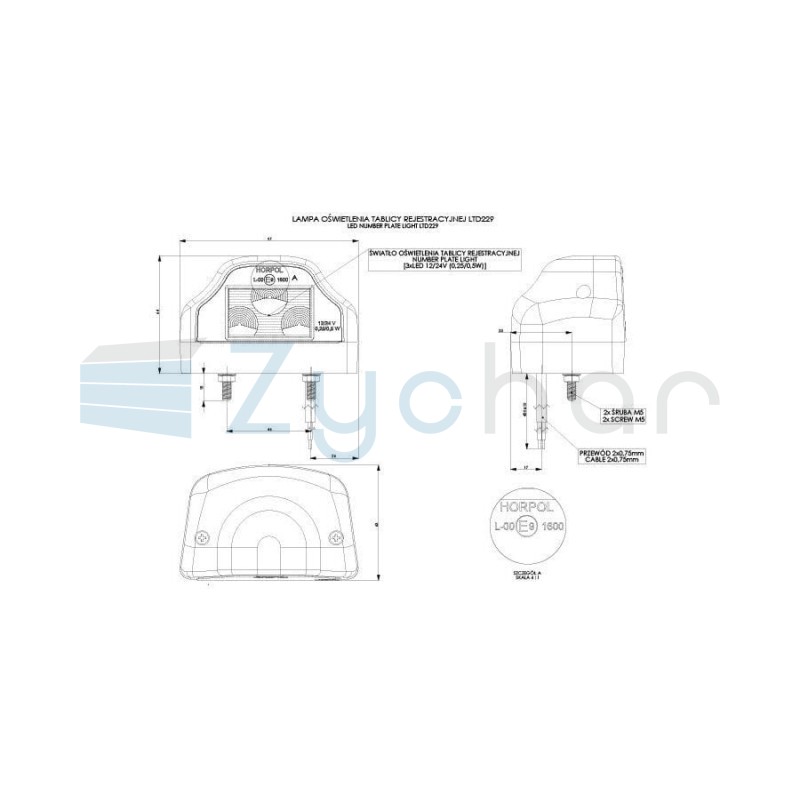 Lampa oświetlenia tablicy rejestracyjnej LTD 229