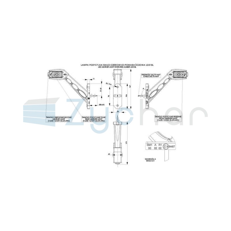 Lampa obrysowa LD 518/L - Lewa