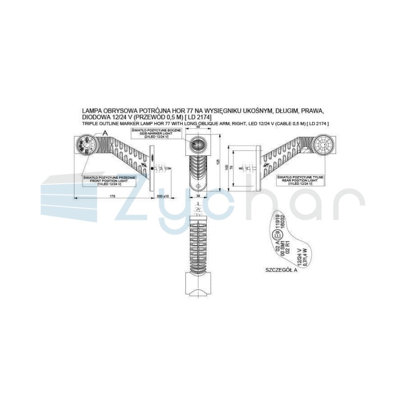 Obrysová lampa LD 2174, pravá