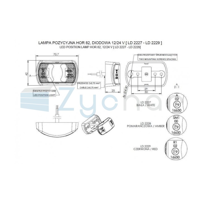 Lampa obrysowa LD 2229 do przyczep