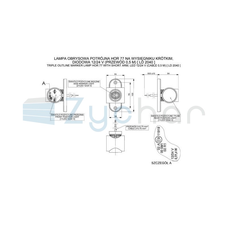 Obrysová lampa LD 2040