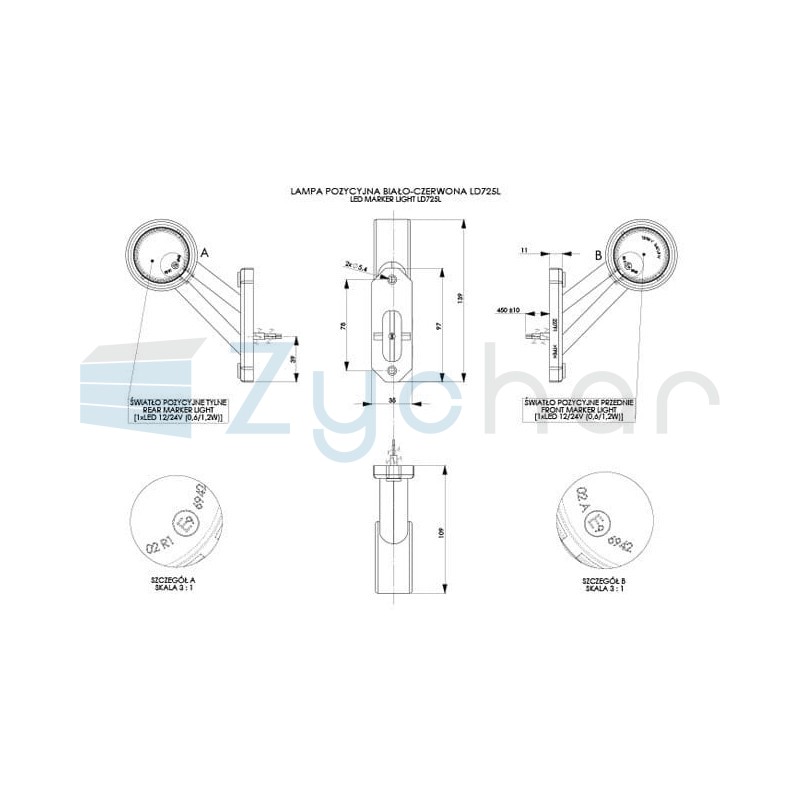 Obrysová lampa LD 725L