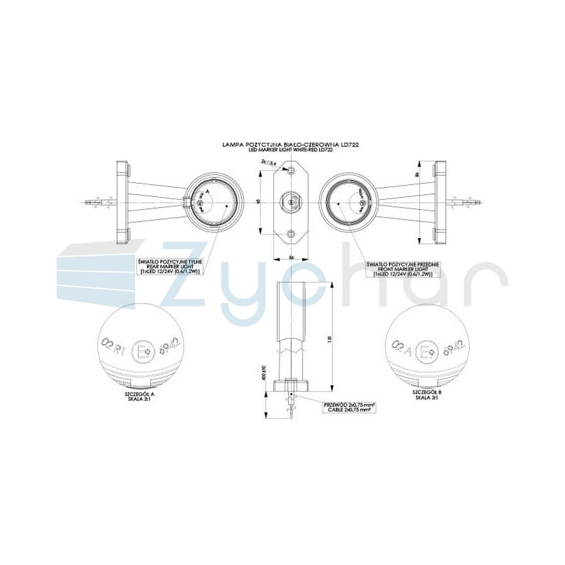 Obrysová lampa LD 722