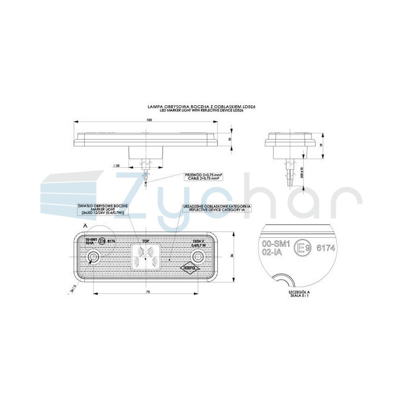 Markierungsleuchte mit Gummiauflage LD 526