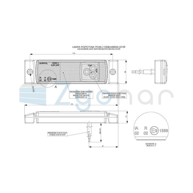Obrysová lampa LD 129