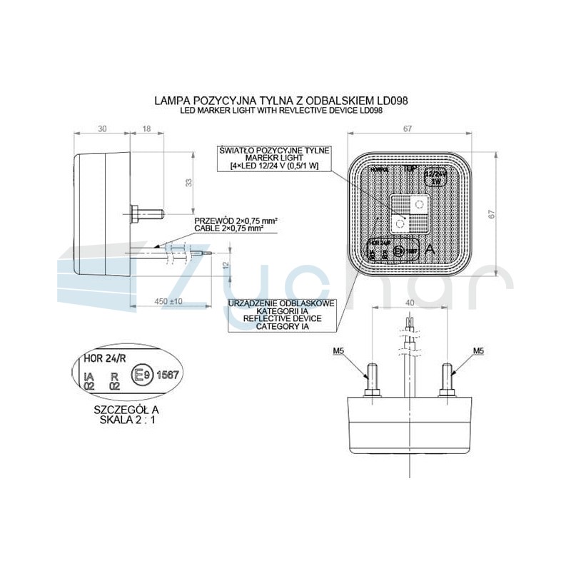 Marker lamp with reflector LD 098
