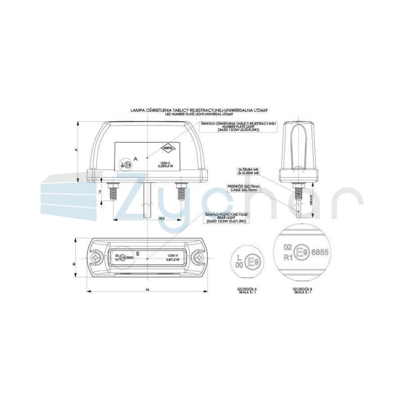 Lampa tablicy rejestracyjnej LTD 669
