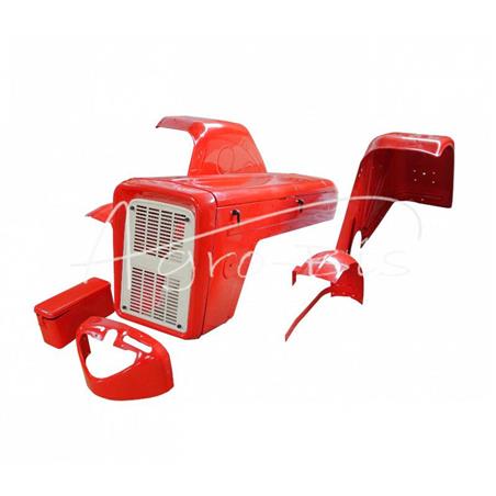 Komplet blacharki lakierowanej C-360 czerwony duży - błotnik tylny 2x, błotnik przedni 2x, maska, skrzynka, wspornik - w pudełku