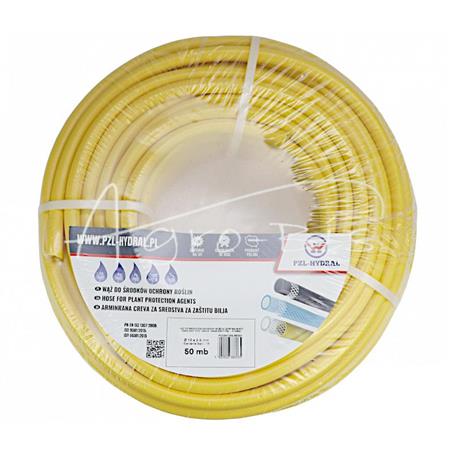 Wąż do środków ochrony roślin             (opryskiwacz) zbrojony PVC 10X2.5 10bar żółty PZL - HYDRAL (sprzedawane po 50m) widocz