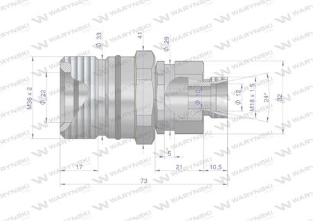 Szybkozłącze hydrauliczne skręcane gniazdo M18x1.5 gwint zewnętrzny 300bar Waryński-50451