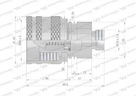 Szybkozłącze hydrauliczne skręcane wtyczka M18x1.5 gwint zewnętrzny 300bar Waryński-50454
