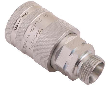 Szybkozłącze hydrauliczne gniazdo z eliminatorem ciśnienia M22x1.5 gwint zew. EURO PUSH-PULL (9100822G) (ISO 7241-A) Waryński-53