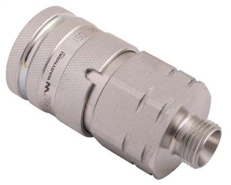 Szybkozłącze hydrauliczne suchoodcinające gniazdo M18x1.5 12L gwint zewnętrzny ISO16028 Waryński-53538