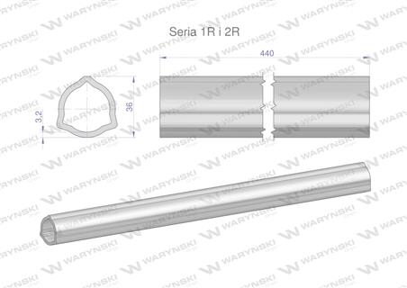 Rura wewnętrzna Seria 2R, rura zewnętrzna Seria 1R do wału 560 przegubowo-teleskopowego 36x3.2 mm 440 mm WARYŃSKI-63539
