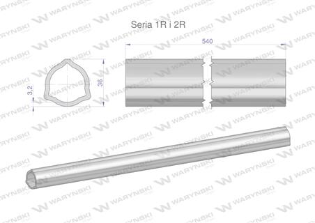 Rura wewnętrzna Seria 2R, rura zewnętrzna Seria 1R do wału 660 przegubowo-teleskopowego 36x3.2 mm 540 mm WARYŃSKI-63540