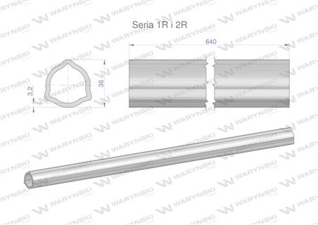 Rura wewnętrzna Seria 2R, rura zewnętrzna Seria 1R do wału 760 przegubowo-teleskopowego 36x3.2 mm 640 mm WARYŃSKI-63541