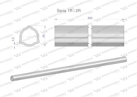 Rura wewnętrzna Seria 2R, rura zewnętrzna Seria 1R do wału 1010 przegubowo-teleskopowego 36x3.2 mm 890 mm WARYŃSKI-63544