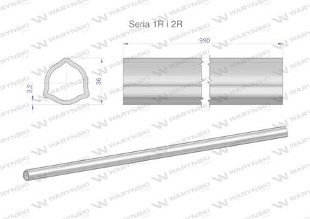 Rura wewnętrzna Seria 2R, rura zewnętrzna Seria 1R do wału 1110 przegubowo-teleskopowego 36x3.2 mm 990 mm WARYŃSKI-63545