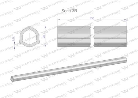 Rura wewnętrzna Seria 3R do wału 1010 przegubowo-teleskopowego 36x4.5 mm 855 mm WARYŃSKI-63574