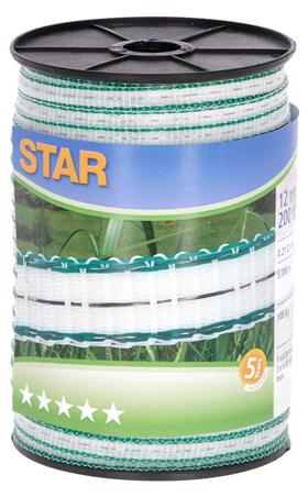 Taśma ogrodzeniowa STAR 200 m x 12 mm, biało-zielona, Kerbl-1047377