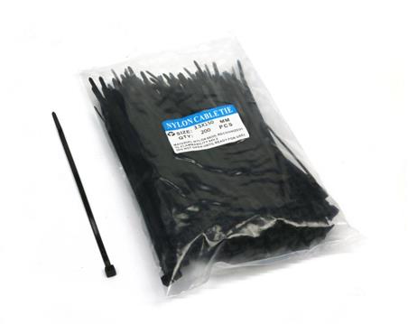 Opaski kablowe 3.5 x 150mm 200 szt w worku  czarne odporne na UV-63627