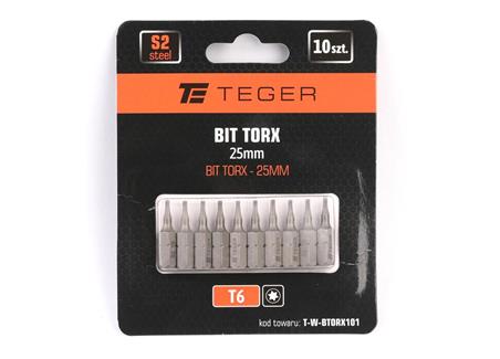 Bit TORX 25 mm/T6 (ZESTAW 10 SZT) / TEGER-267489