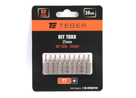Bit TORX 25 mm/T7 (ZESTAW 10 SZT) / TEGER-267490